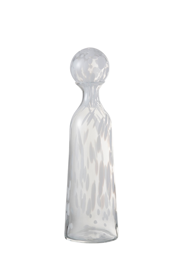BOTELLA ALTA DE CRISTAL CON LUPOS BLANCOS