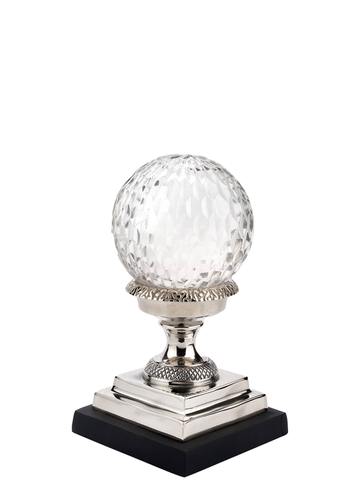 BOLA DE CRISTAL CON PLAGA NEGRA PLATA / L