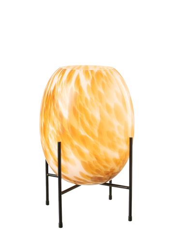 JARRÓN PUNTOS CON PEDESTAL / MOSTAZA