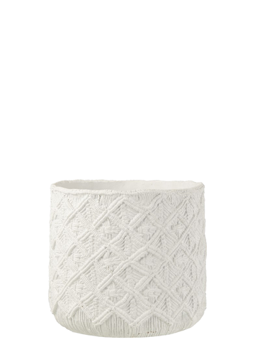 DAMALI BEYAZ SAKSI / 33*33*28,5 CM