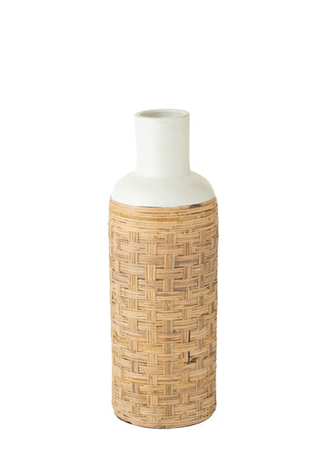 WEAVING RATTAN DETAYLI VAZO / BEYAZ