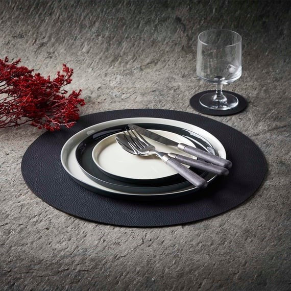 YUVARLAK DERİ AMERİKAN SERVİS SİYAH