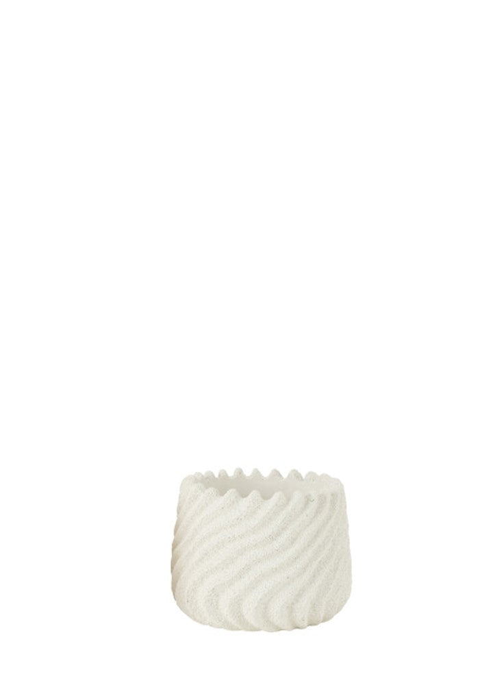 DALGALI BEYAZ BETON SAKSI / 13,5 CM
