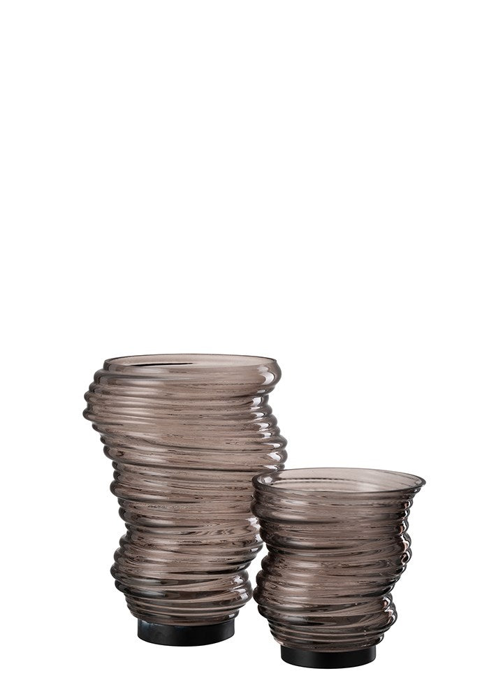 TORNADO ANTRASİT CAM VAZO / MUMLUK 17 CM