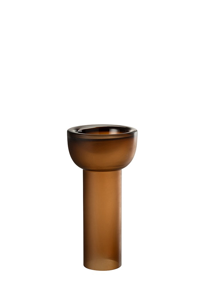 YARA KAHVERENGİ CAM MUMLUK VAZO / 32 CM