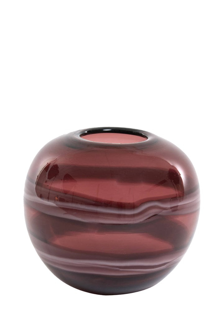 LOUKA YUVARLAK CAM VAZO / BORDO