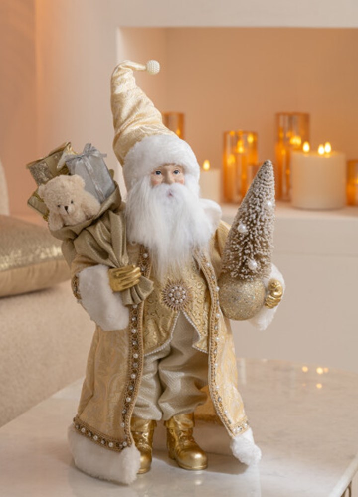 GOLD GİYSİLİ SANTA DECO NOEL BABA