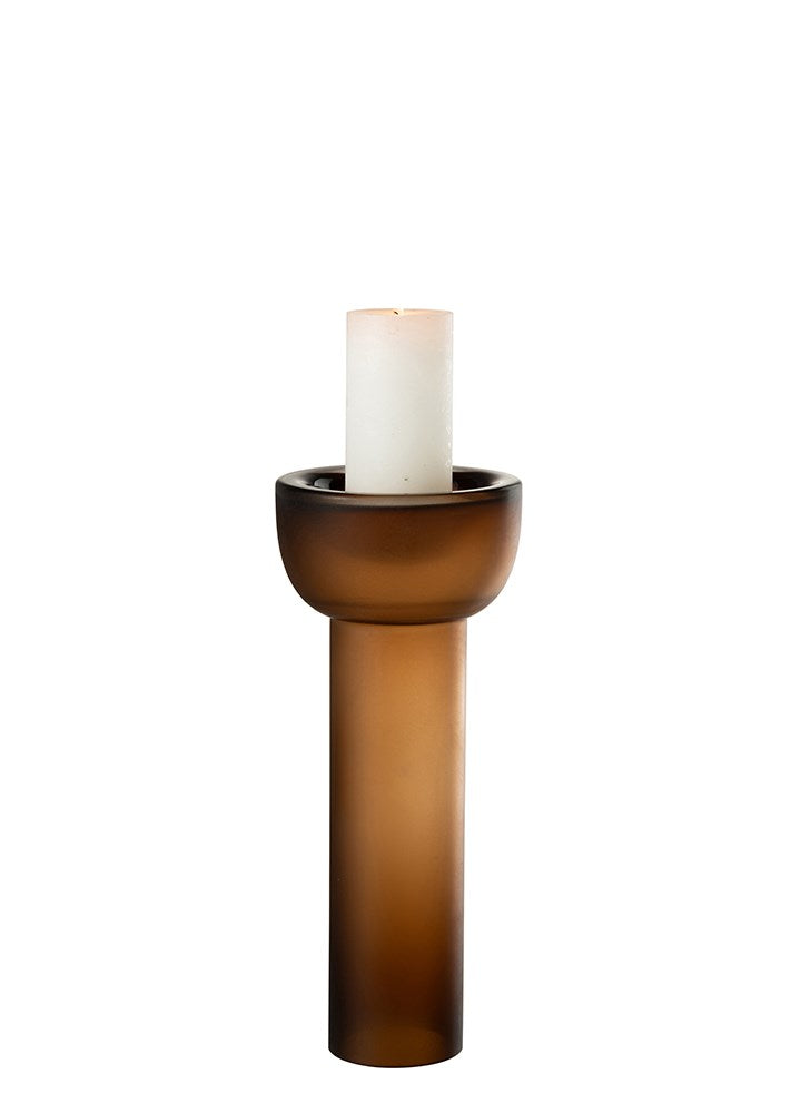 YARA KAHVERENGİ CAM MUMLUK VAZO/ 38 CM