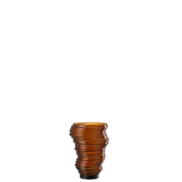 TORNADO KAHVERENGİ CAM VAZO / MUMLUK 27,5 CM