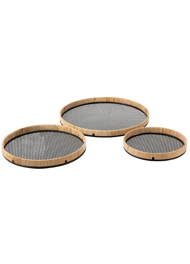 RATTAN DETAYLI METAL TEPSİ / S