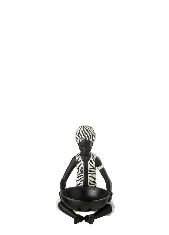 SEPETLİ SİYAH ETNİK FİGÜR / OTURAN 