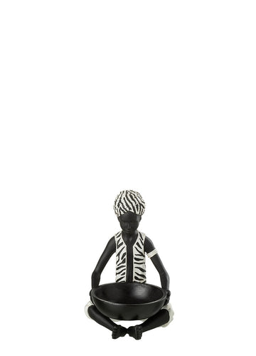 SEPETLİ SİYAH ETNİK FİGÜR / OTURAN 