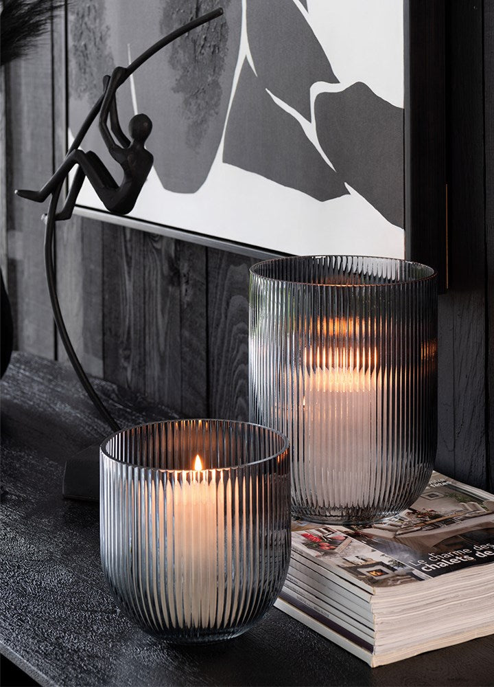 CONCI SİYAH CAM VAZO MUMLUK / M