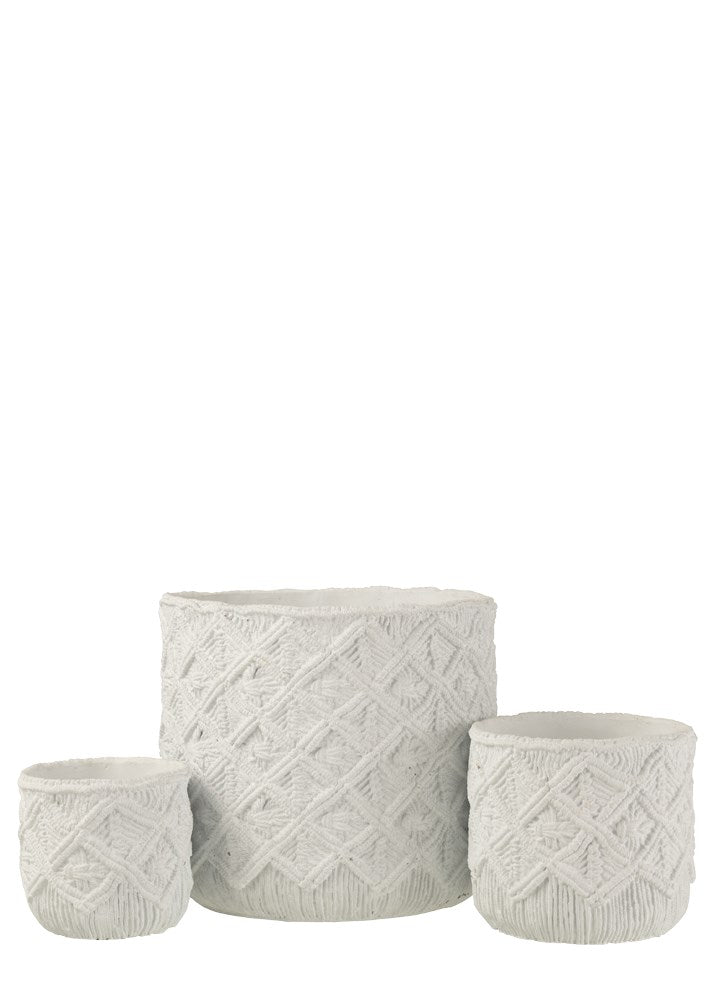 DAMALI BEYAZ SAKSI / 33*33*28,5 CM 