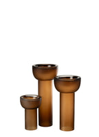 YARA KAHVERENGİ CAM MUMLUK VAZO / 32 CM