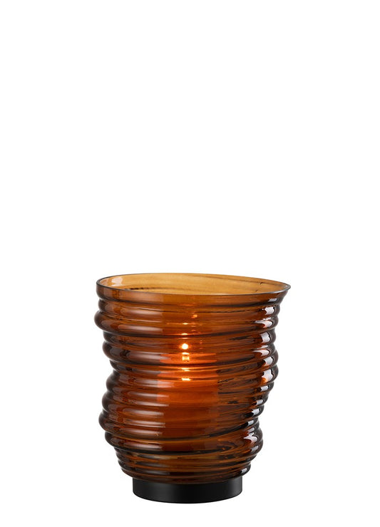 TORNADO KAHVERENGİ CAM VAZO / MUMLUK 17 CM