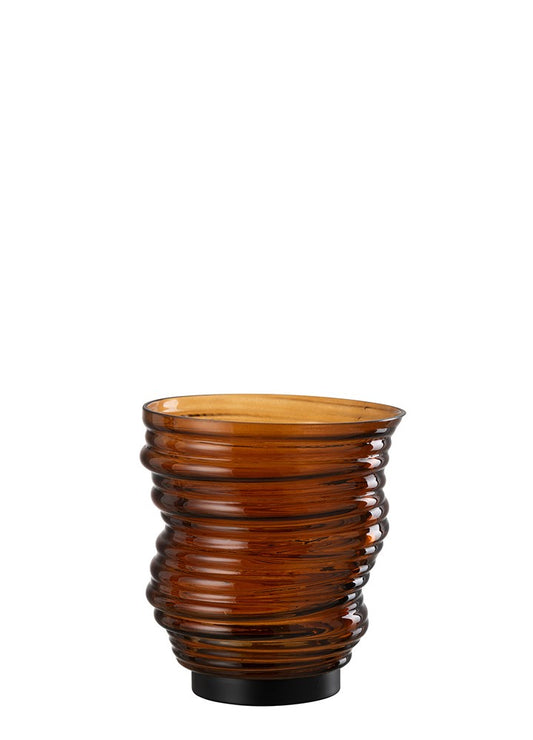 TORNADO KAHVERENGİ CAM VAZO / MUMLUK 17 CM