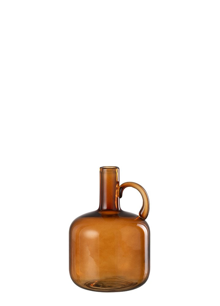 KAHVERENGİ KULPLU CAM VAZO / 24 CM