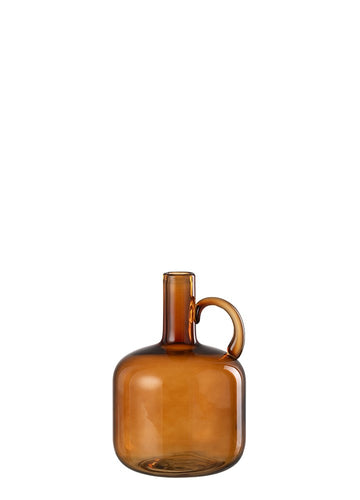 KAHVERENGİ KULPLU CAM VAZO / 24 CM