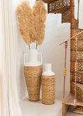 WEAVING RATTAN DETAYLI VAZO / BEYAZ