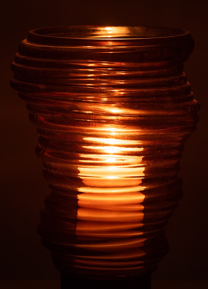 TORNADO KAHVERENGİ CAM VAZO / MUMLUK 27,5 CM