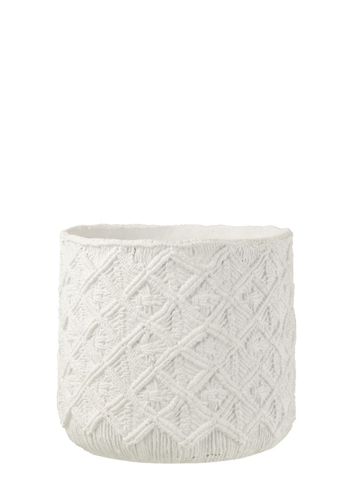 DAMALI BEYAZ SAKSI / 33*33*28,5 CM 