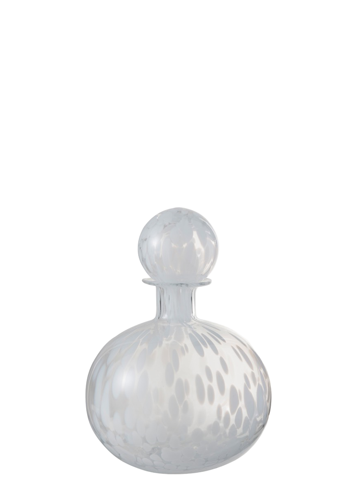 chubby glass bottle with white dots