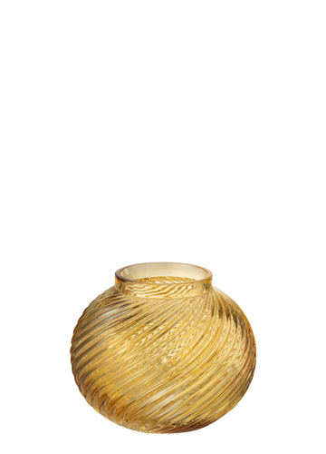 GLASS T-LIGHT CANDLE HOLDER / YELLOW