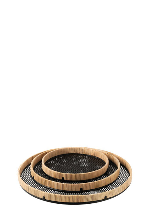 RATTAN DETAYLI METAL TEPSİ / M