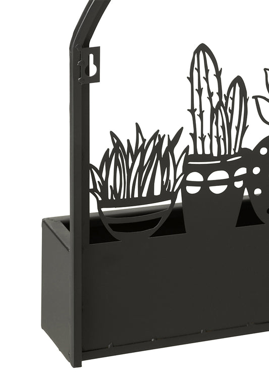 KAKTÜS SİYAH METAL KAPI ÖNÜ SAKSI