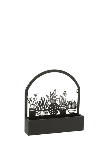 KAKTÜS SİYAH METAL KAPI ÖNÜ SAKSI