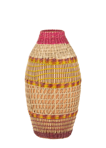 WICKER RATTAN VASE / L