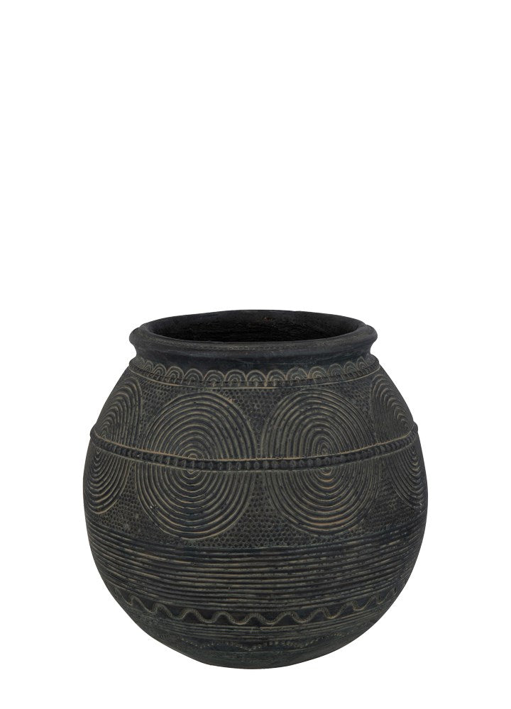 REYNO SİYAH GENİŞ ETNİK SAKSI / 27,5 CM 