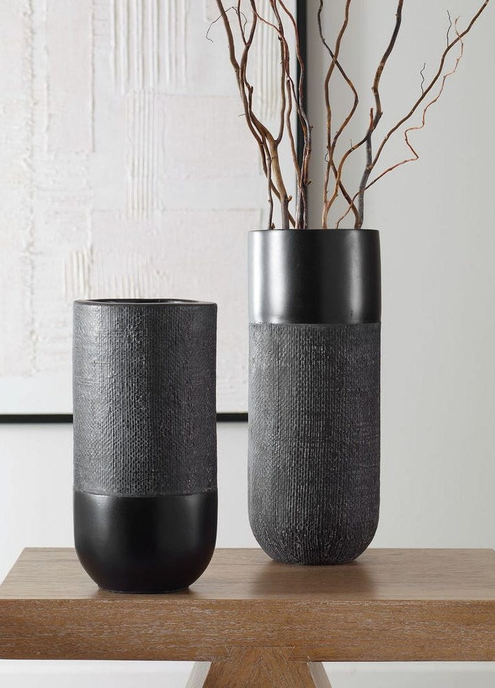 WOVEN SİYAH SERAMİK VAZO / S