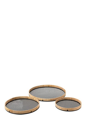 RATTAN DETAYLI METAL TEPSİ / L