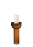 YARA KAHVERENGİ CAM MUMLUK VAZO / 32 CM