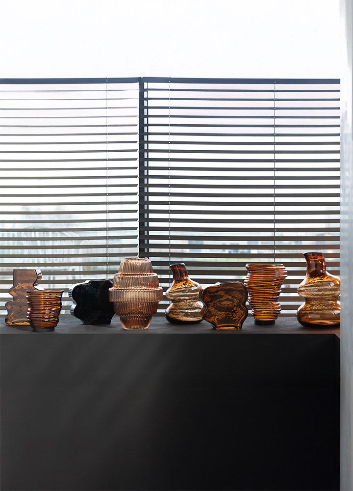 TORNADO KAHVERENGİ CAM VAZO / MUMLUK 17 CM