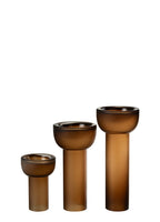 YARA KAHVERENGİ CAM MUMLUK VAZO / 32 CM