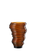 TORNADO KAHVERENGİ CAM VAZO / MUMLUK 27,5 CM