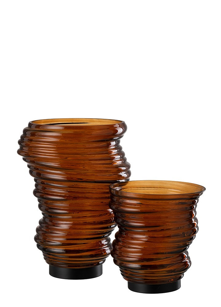 TORNADO KAHVERENGİ CAM VAZO / MUMLUK 27,5 CM