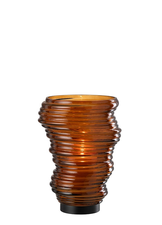 TORNADO KAHVERENGİ CAM VAZO / MUMLUK 27,5 CM