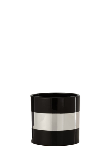 BLACK POT WITH SILVER DETAILED / S
