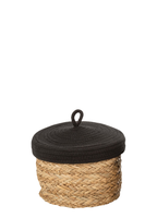NATURAL BASKET WITH BLACK LID / M