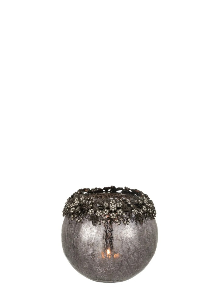 TAŞ DETAYLI GÜMÜŞ TOP T-LIGHT / L