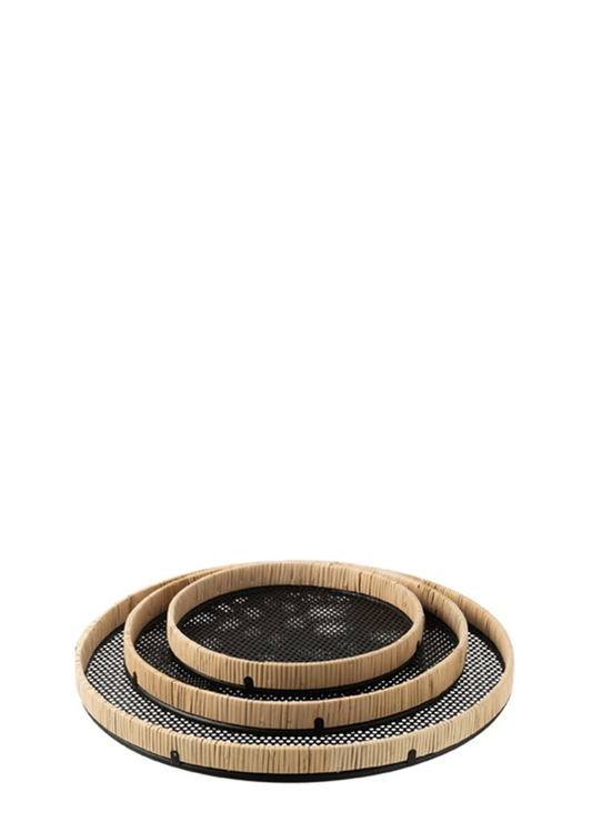 RATTAN DETAYLI METAL TEPSİ / S